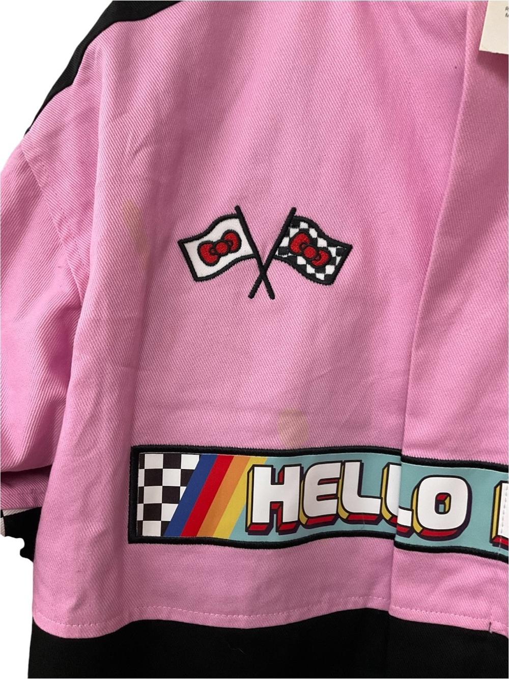 Hello Kitty Pink & Black Racing Jacket with Checkerboard Accents - Picture 3 of 9